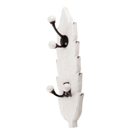 White And Black Double Loop Ceramic Iron Wooden Hooks